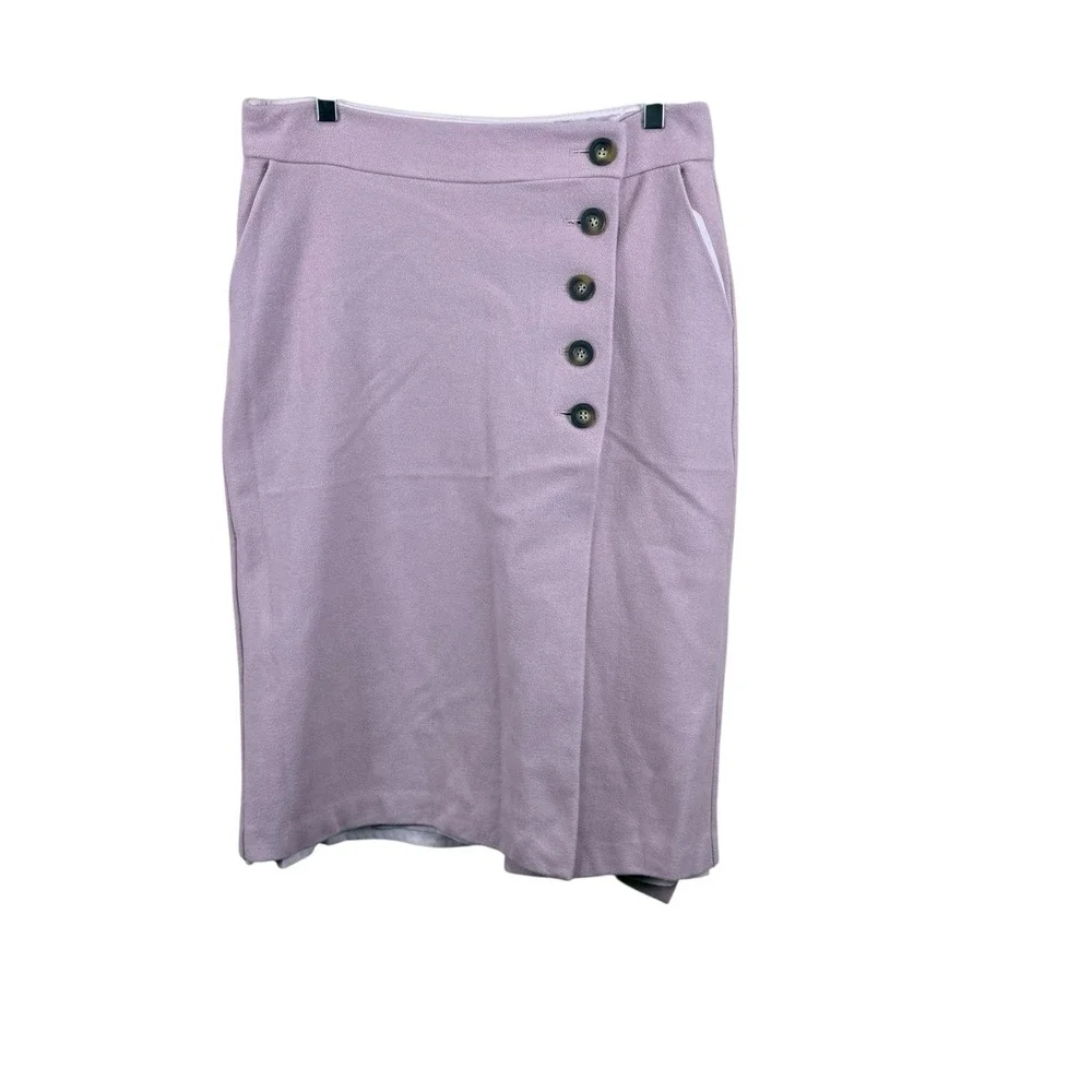Boden Womens UK14 US10 Dusty‎ Pink Wool-Blend Lined Wrap Midi Skirt EUC